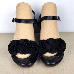 Spring Step Black Floral Sandals